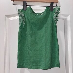 Boden Kid’s Green Lace Trim Top Size 6/7